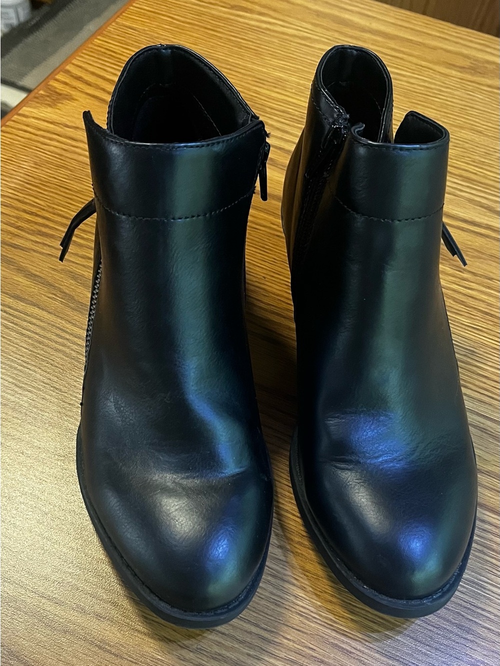 Arizona Jean Co Cadman Black Leather Ankle Boots Classic Zip Booties Size 6.5